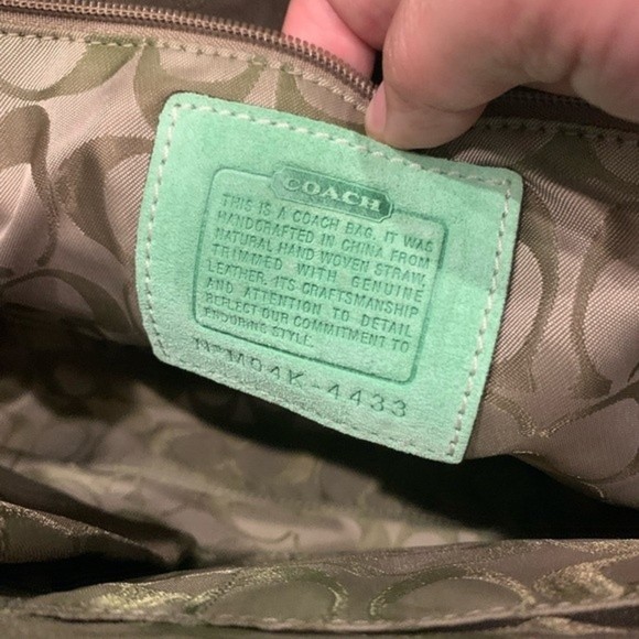 Mettalic green woven woven rattan and suede hand bag mo4k-4433 - Picture 8 of 9